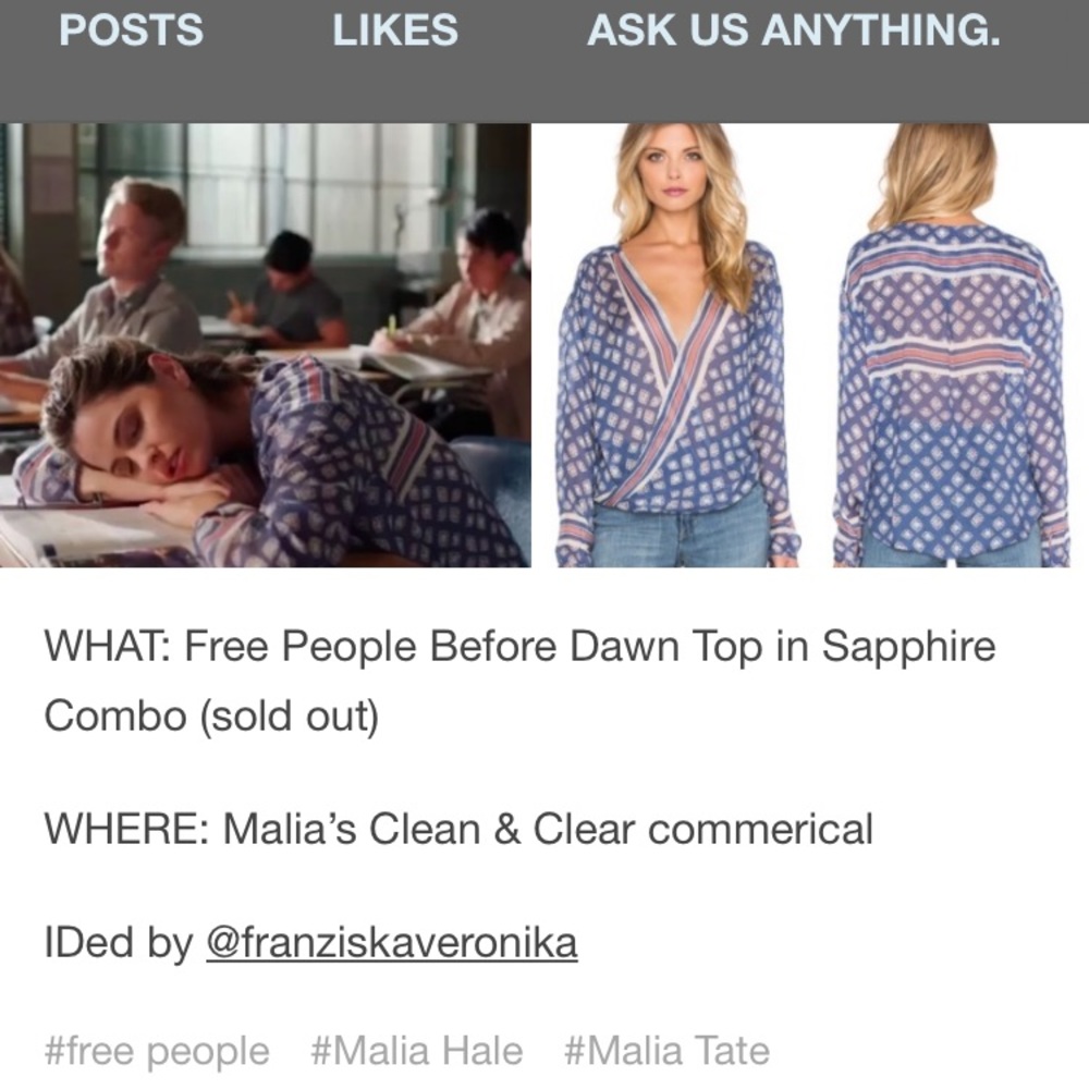 Free People Sapphire and White Blouse